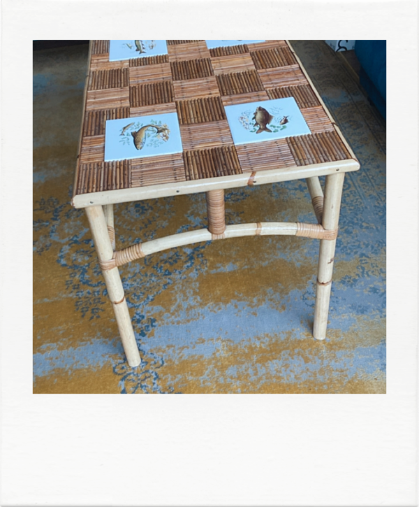 Table basse en rotin années 70