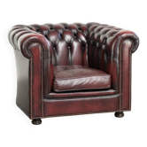 English cowhide Chesterfield club armchair in a beautiful red colour