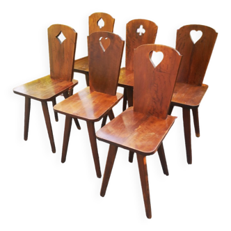 Series of six wooden chairs