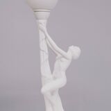 Lampe art déco femme nue en céramique blanche globe italie années 70