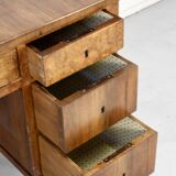 Bureau Art Déco italien en ronce de noyer foncé
