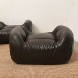 Leather pouf pair 1970