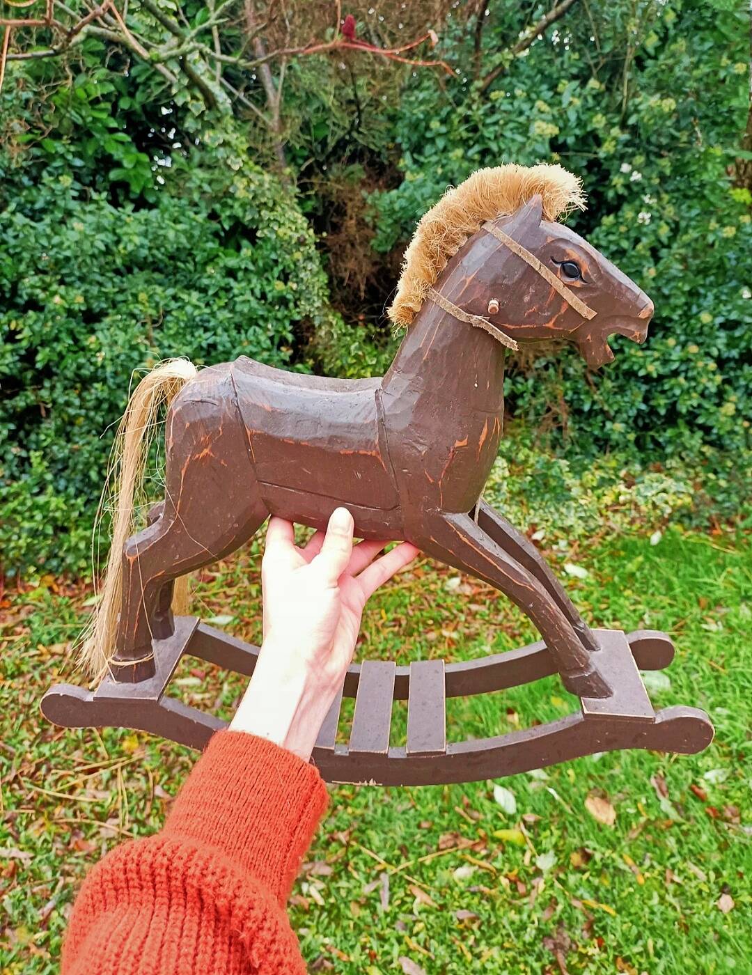 Retro wooden rocking horse