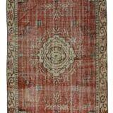 One-of-a-kind turkish handwoven vintage rug - rustic vintage charm 260x 158