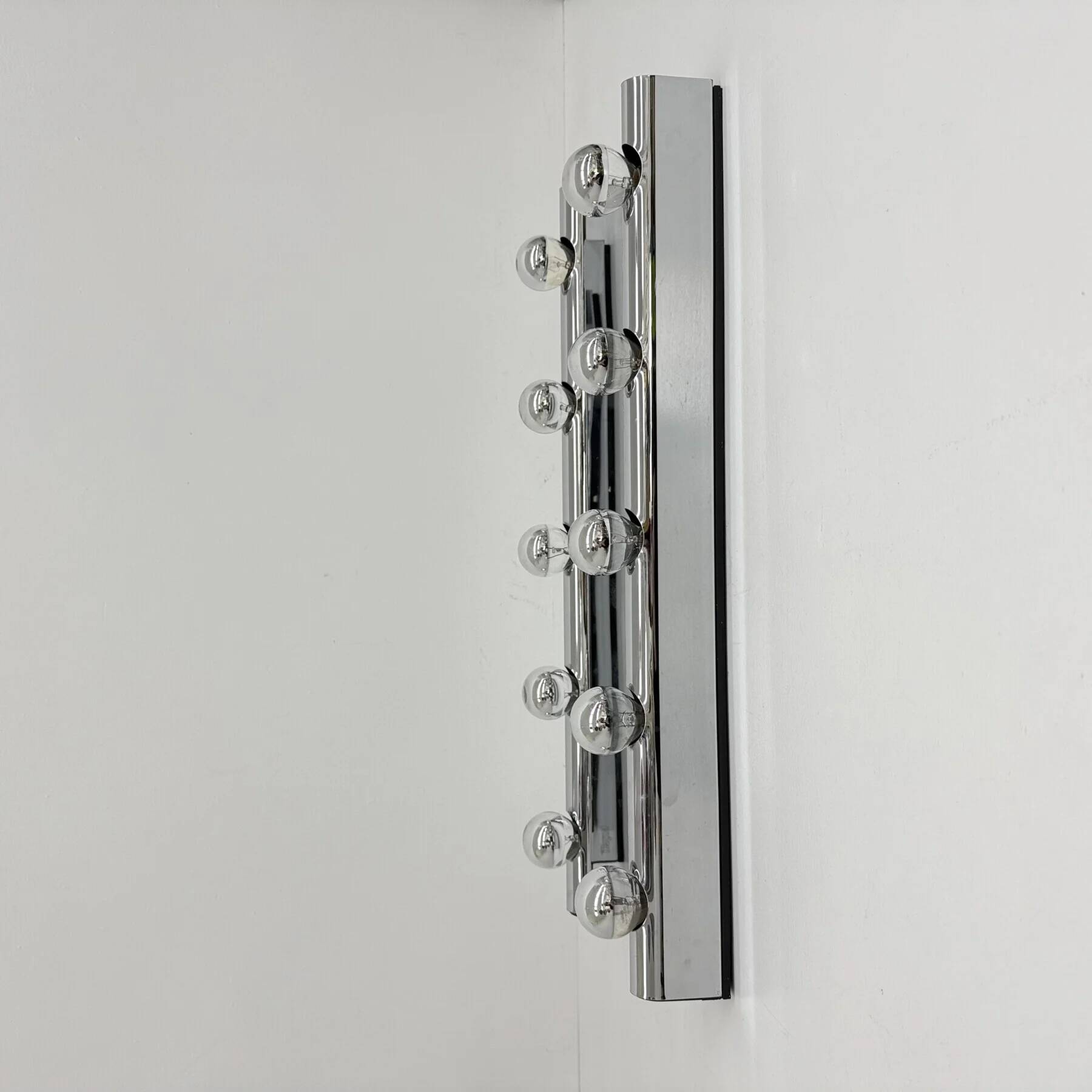 Set of 2 Targetti Sankey chrome wall lamps, 1970s