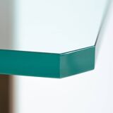 Peter Ghyczy t18 bronze cut glass sidetable, brutalist classic