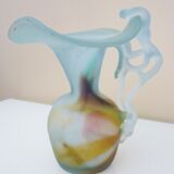 Pitcher vase in blown glass paste, free form, design of the twentieth century