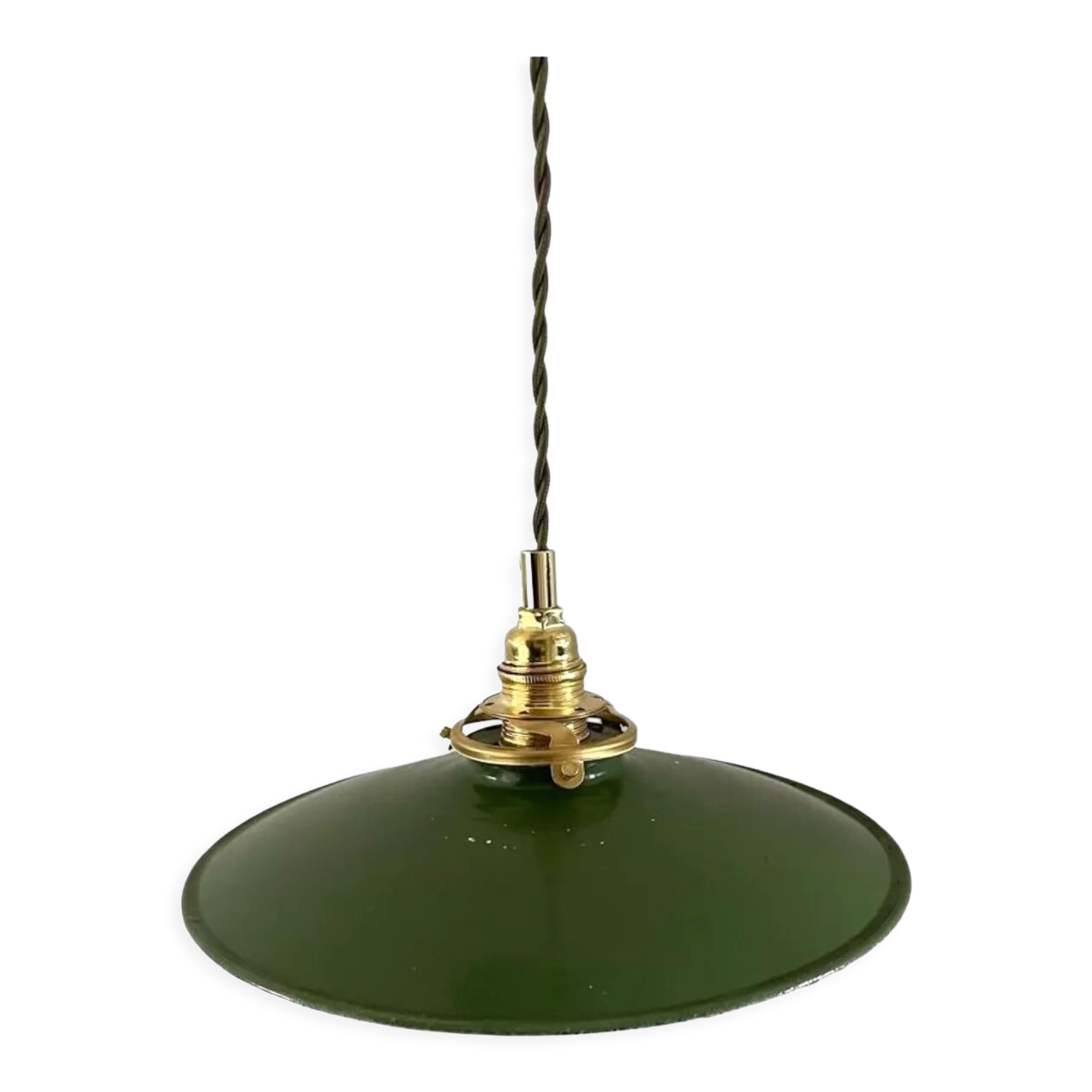 Vintage suspension in electrified green enamelled sheet metal with new