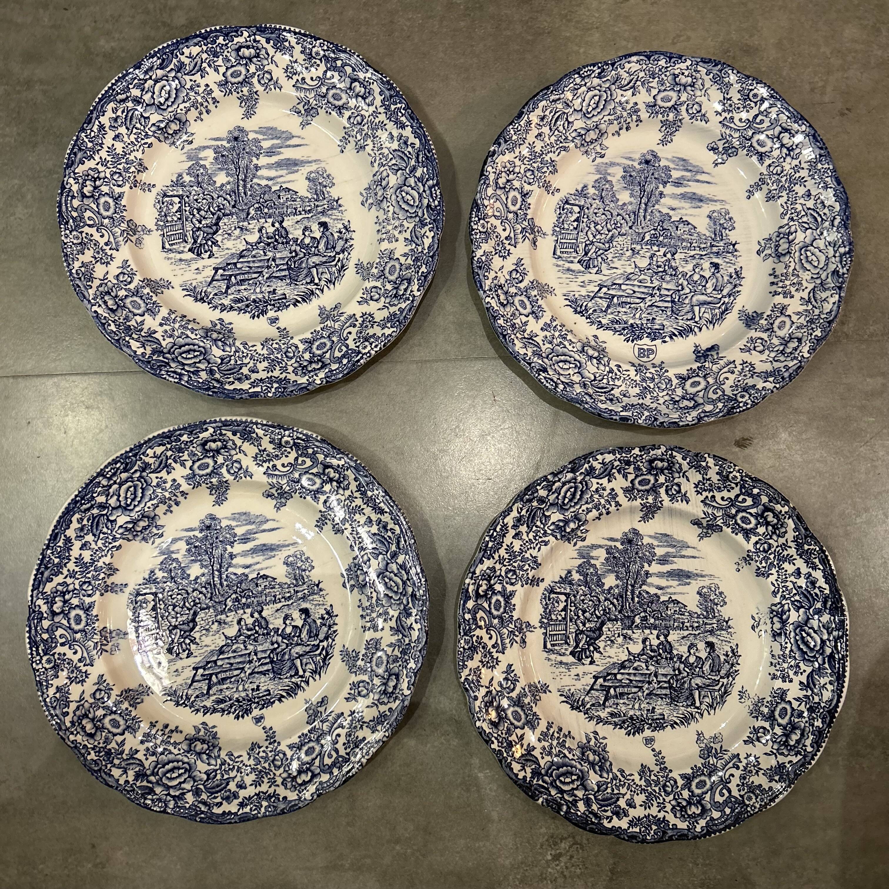 Set of 4 flat PB advertising plates