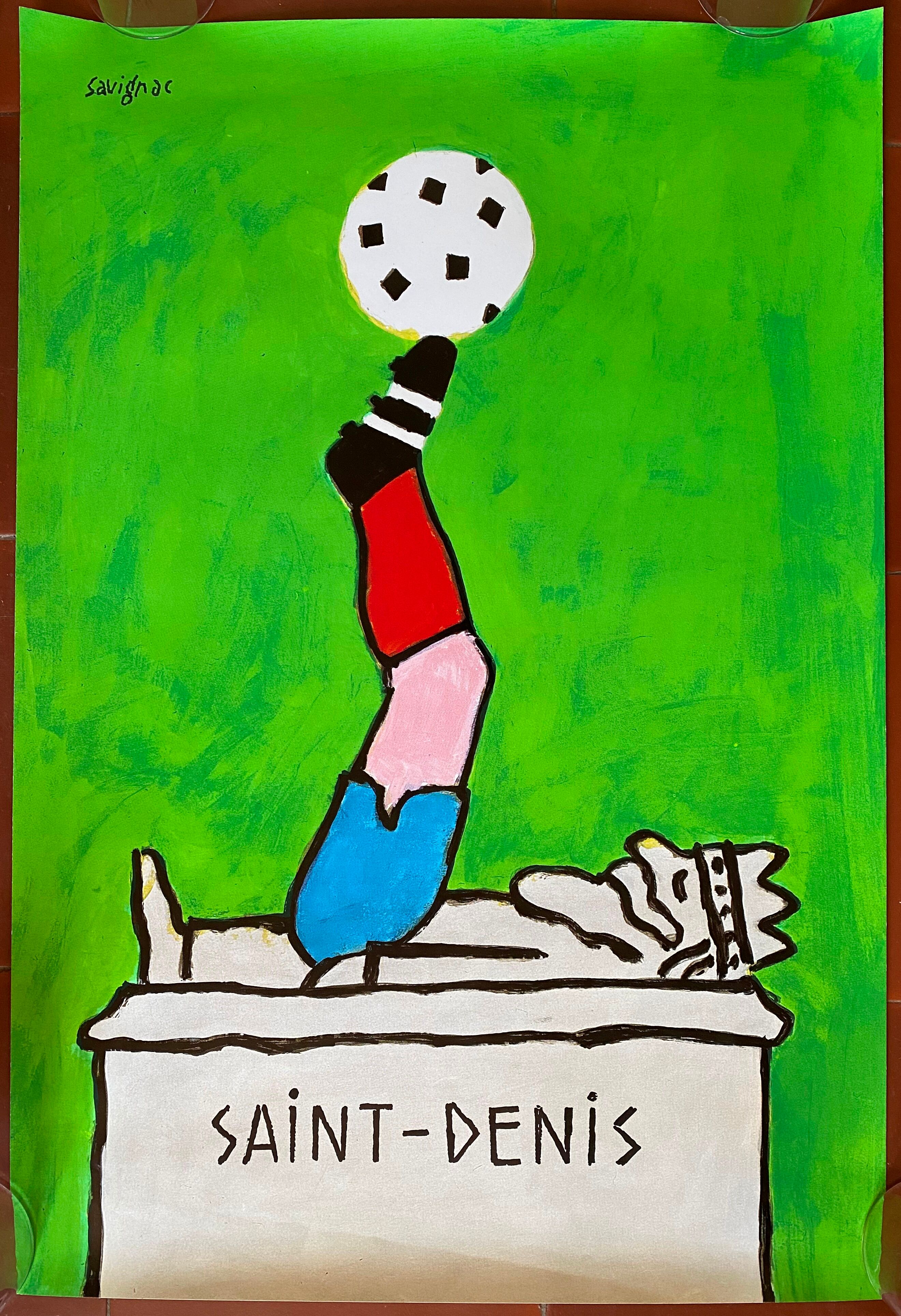 Original poster "Saint-Denis Football" Raymond Savignac 40x59cm 1995