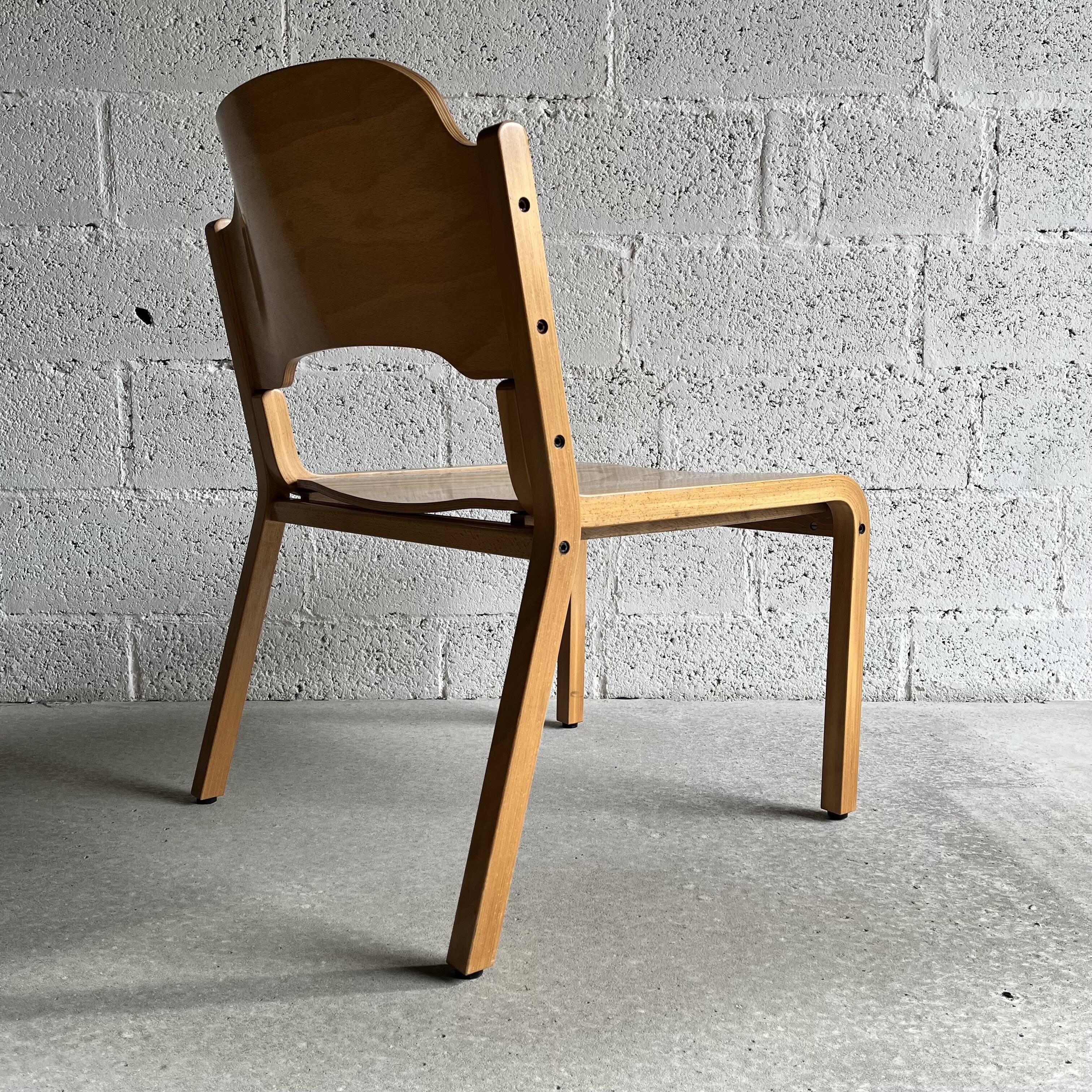 Pair of armchairs blond wood molded 80s