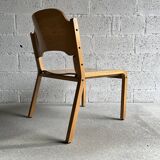 Pair of armchairs blond wood molded 80s