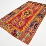 Turkish Red & Orange Tribal Vintage Kilim Rug, 168x295Cm