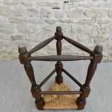 Tripod stool and straw seat, 1960s