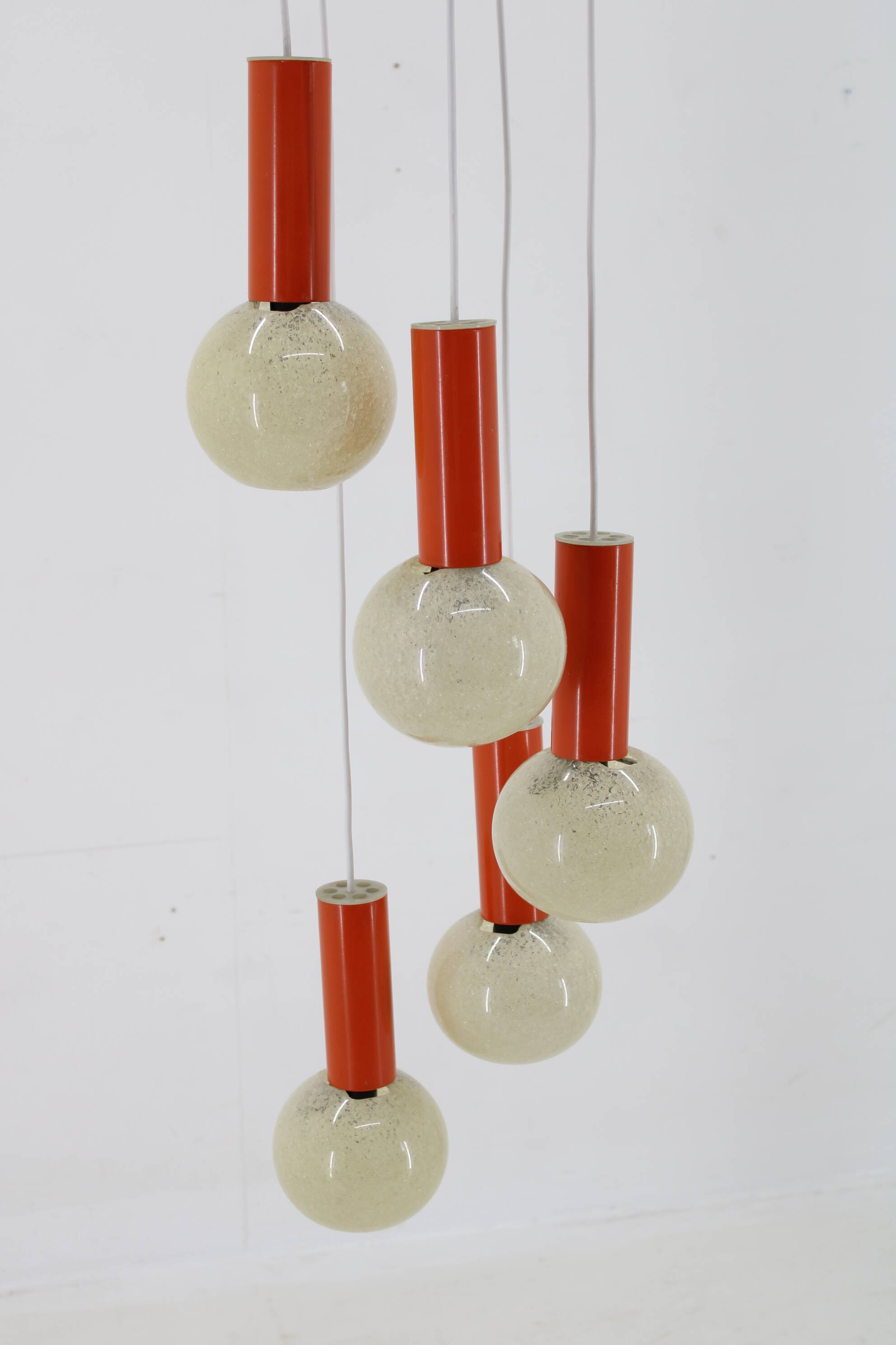 1970s Cascade Chandelier with Plastic Shades, Czechoslovakia