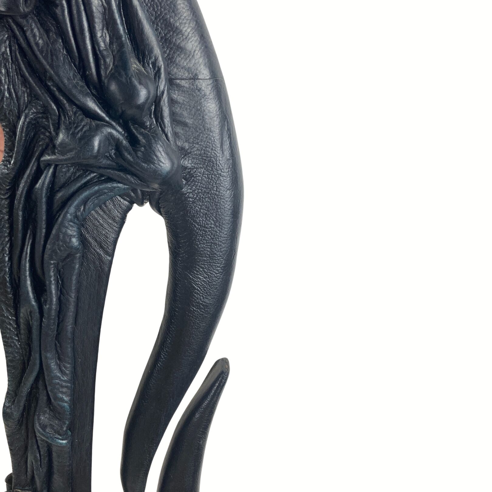 Midcentury wavy "Art Nouveau" leather wrapped mirror