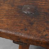 17th Century Spanish Brutalist coffee table in wood and wrought iron