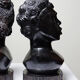 Couple of Malagasy busts in dark exotic wood, carved, craftsmanship from the 1940s to 1970s.