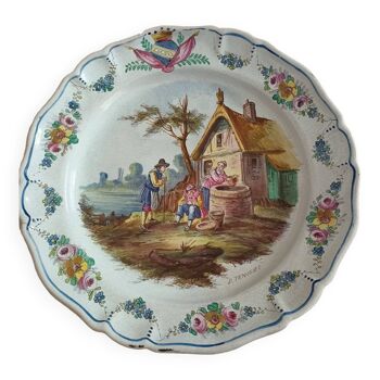 Decoration dish diam 40 cm D.Teniers Lille 1767