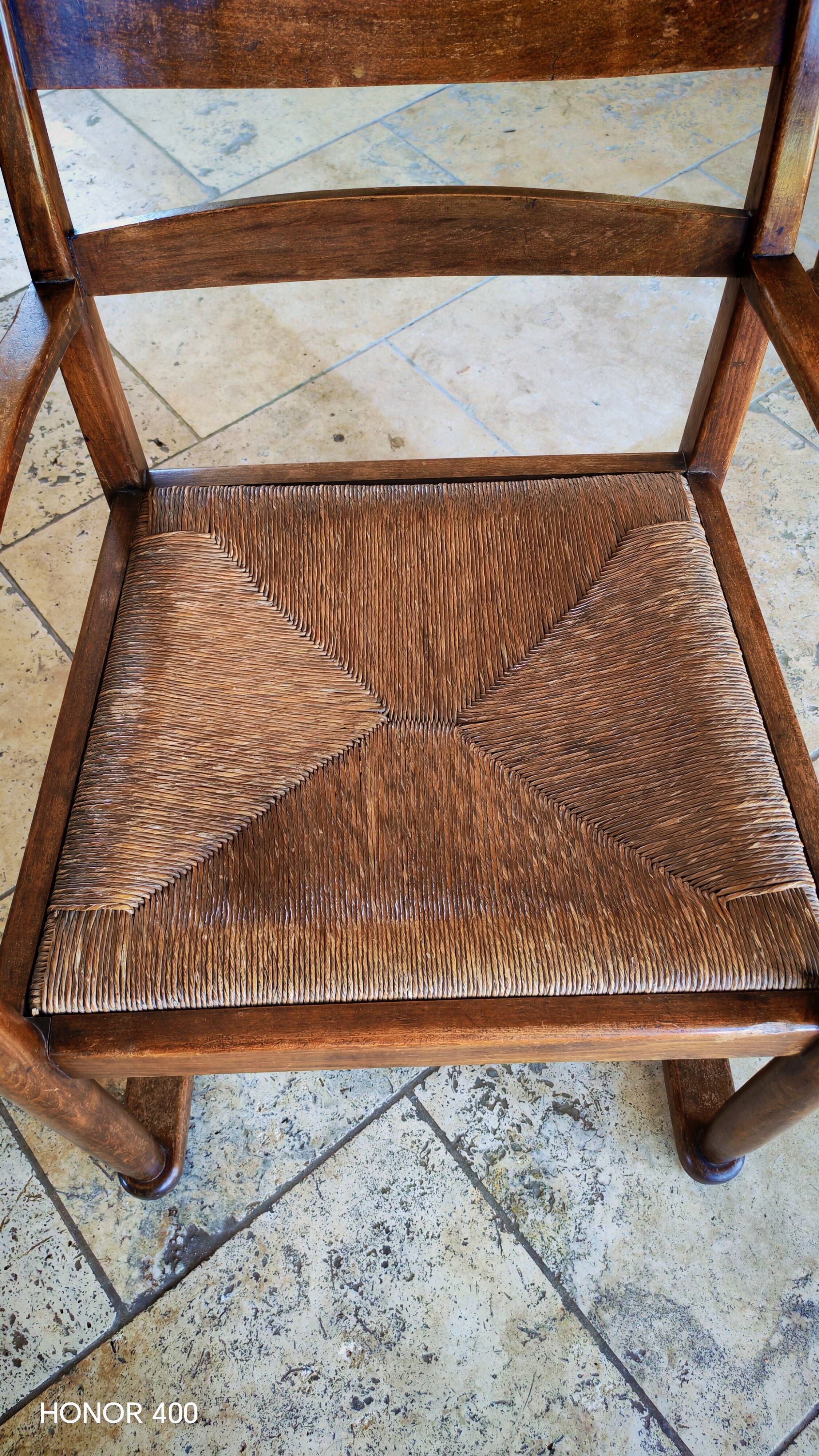 Set of 6 Brutalist dining chairs in Mid-century oak.