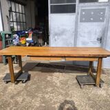 Grande table de ferme ancienne en hêtre 2m56 vintage rustique 10 places