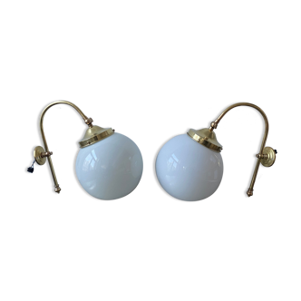 Lot 2 vintage opaline wall lamps
