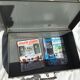 Vintage dark grey metal suitcase