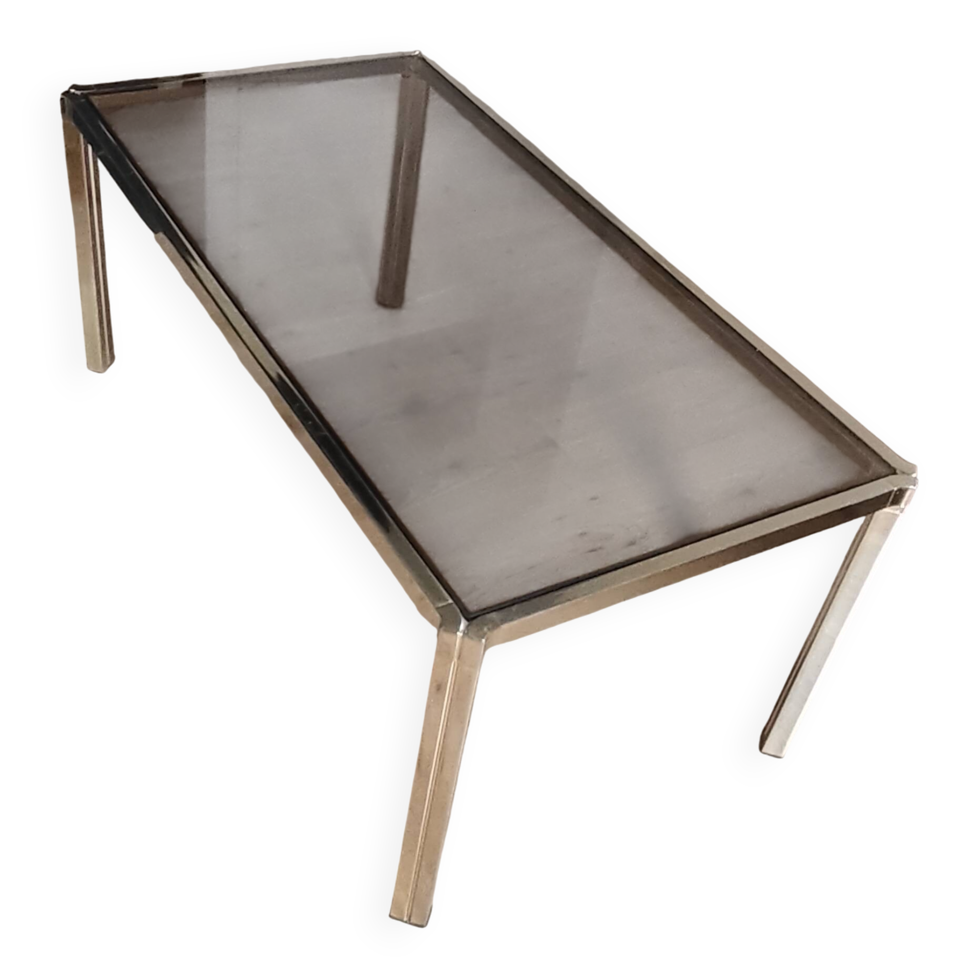 Brass coffee table with smoked glass top