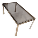 Table basse laiton plateau verre fumé