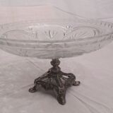 Compotier on foot of early twentieth in glass and metal
