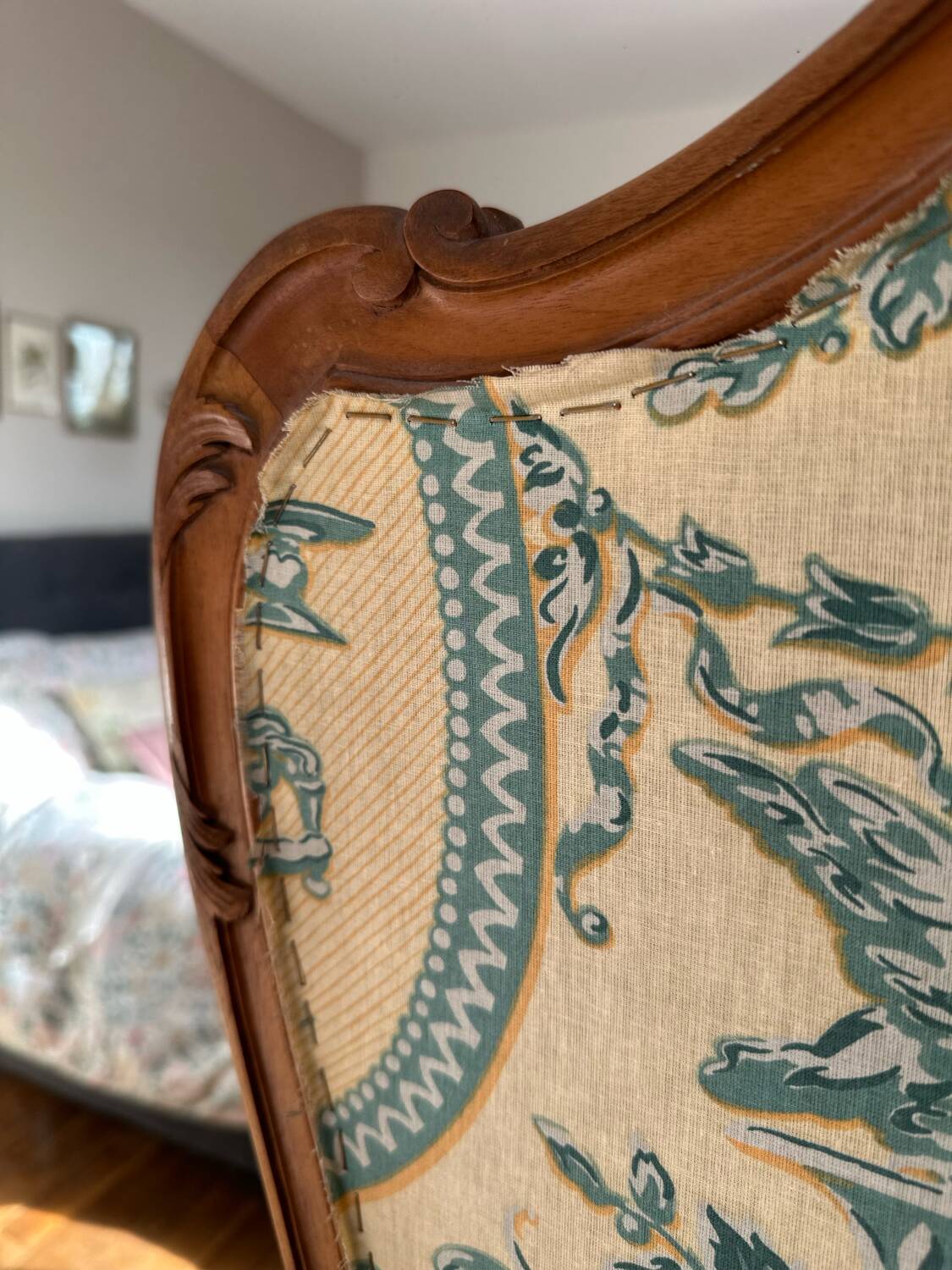 Old wooden and fabric screen