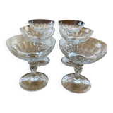 Set of 6 chiseled glass champagne coupes