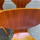 4 vintage Scandinavian dining chairs in curved walnut.