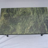 70s Coffee table/vintage green marble tray, metal feet