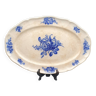 Grand plat oval villeroy & boch mettlach 1897 faïence terre de fer - motifs bleu 36x24.5cm #rare