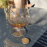 Set of 10 colored stemmed glasses