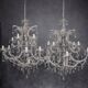 Pair of large Maria Theresa chandeliers. Crystal and glass.