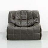 Ensemble de salon vintage en cuir olive foncé kashima par Michel Ducaroy pour Ligne Roset