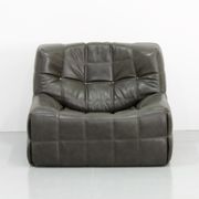 Living room sets vintage dark olive leather kashima by Michel Ducaroy for Ligne Roset