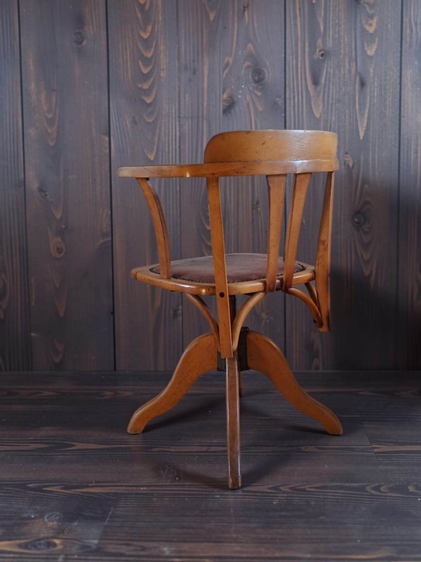 Siège de bureau rotatif en chêne, 1930s