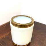 Opaline and brass pot