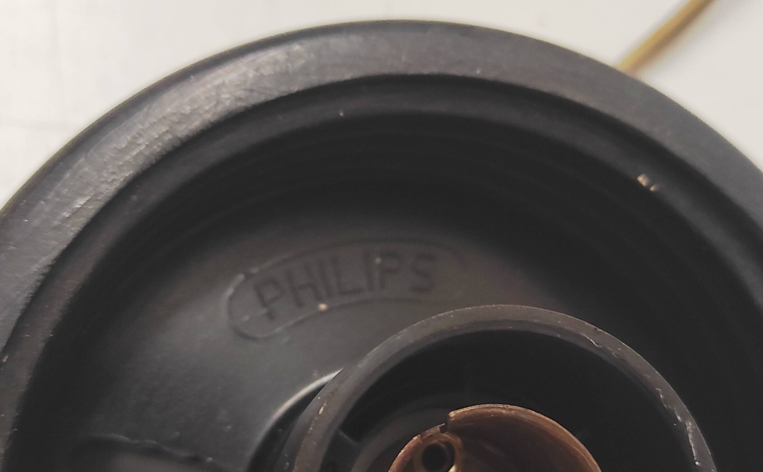 Ceiling light by PHILIPS in white glass and black ABS frame - 70's