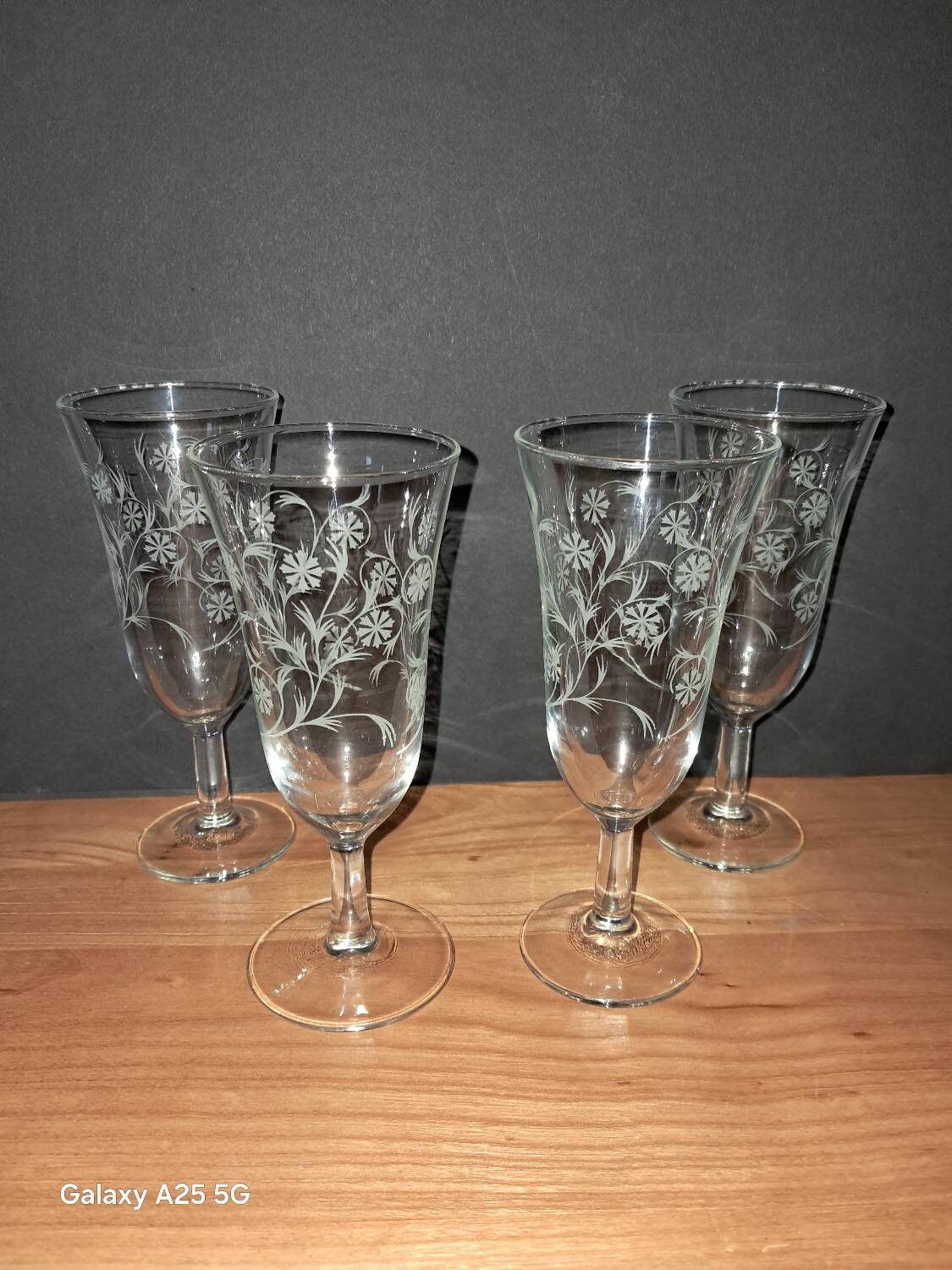 4 Enghien Luminarc champagne flutes from the 50s