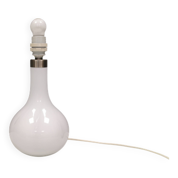 Helios table lamp, teardrop shaped, made of white opal glass. 1986 Denmark