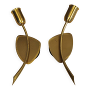 A set of "tulip" wall lamps in golden colored metal. Danish 1970-80s