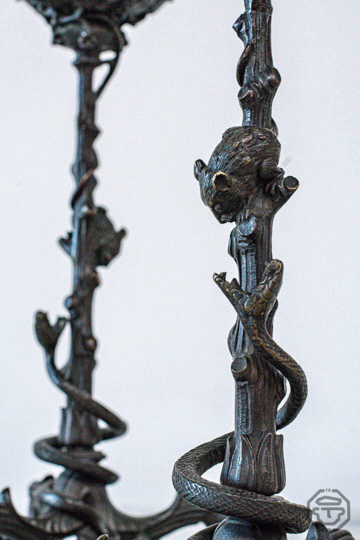 Pair of victor Paillard bronze candlesticks
