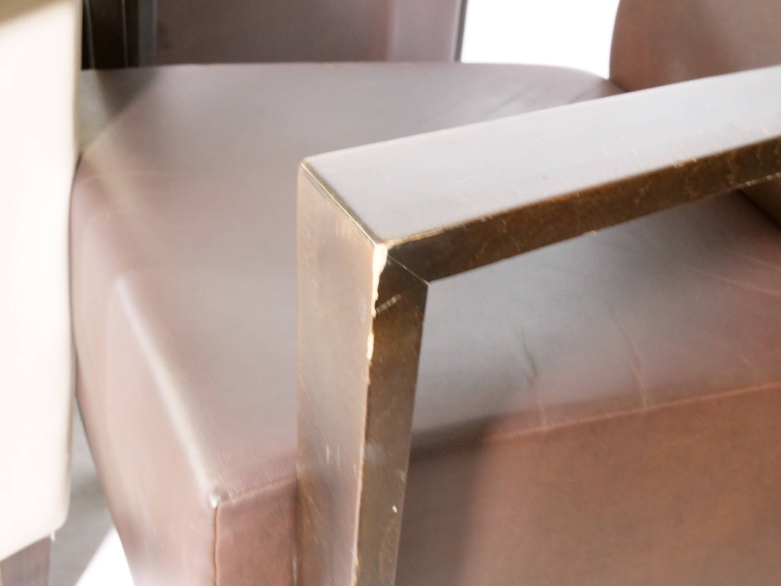 Franz Fertig Dresden leather armchair design, set of 5, 1960s