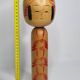 Vintage Signed Japanese Kokeshi Doll, Hand Painted Red Floral Decor, 32cm