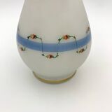 Pair of ancient opaline vases, flower decoration and blue and gold fillets - Circa 1900