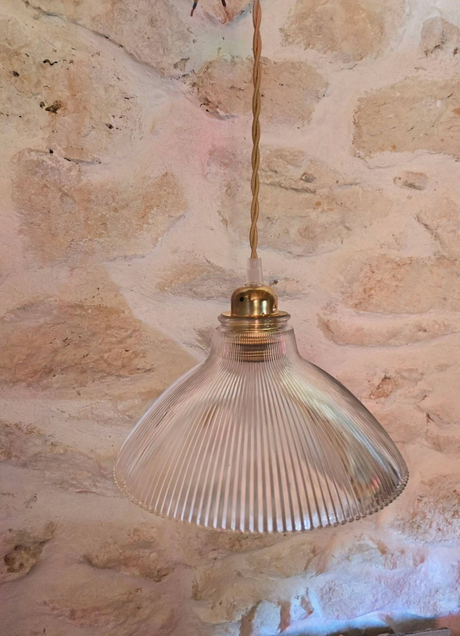 Suspension globe style holophane industriel vintage